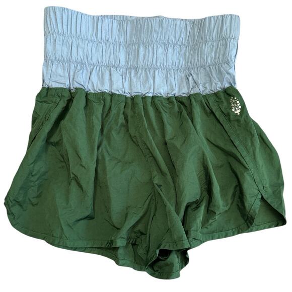 Free People Movement Green Blue Ruched Panty Athletic Running Shorts S Workout - Picture 2 of 7